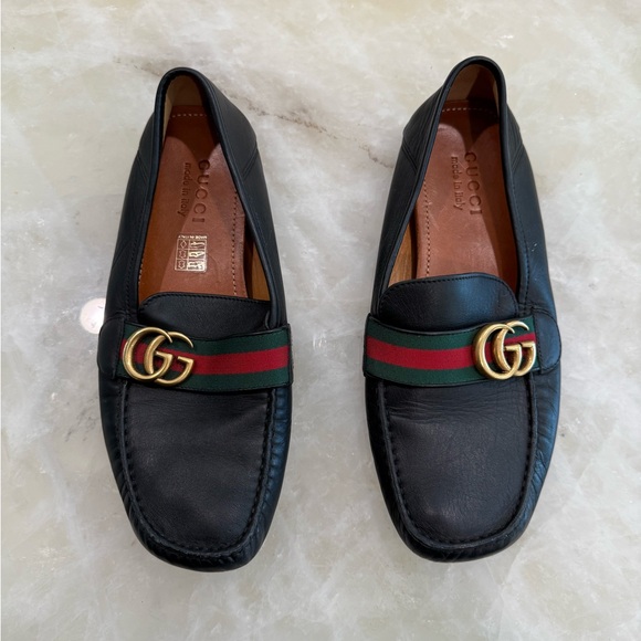 Gucci Other - Gucci Men’s Black Leather Loafers with Iconic GG Hardware